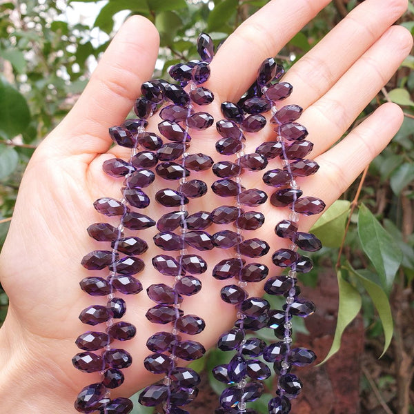 200pcs Creative Club Faceted Teardrop Briolette Crystal Glass Beads, Pendant Drop, Amethyst Purple, 12x6mm, Hole ID 1mm, CCT2-27