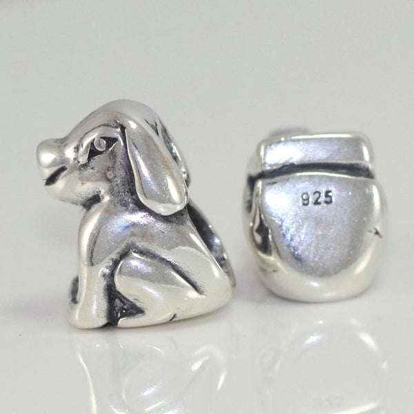 1pc Cute Real Solid Sterling Silver Dog Charm Bead, Compatible with Pandora All Other Charm Bracelets, EC480
