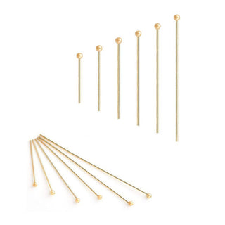 50pcs Tarnish Resistant Ball Head Pins, 18K Yellow Gold Plated Brass, 0.8mm/20 Gauge, Length Selections: 22/26/30/35/40/50mm