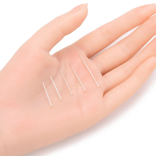 200pcs Flat Head Pins Headpins, Sterling Silver Plated Brass, 0.7mm/21 Gauge, Length Selections: 22mm/26mm/30mm/38mm/50mm