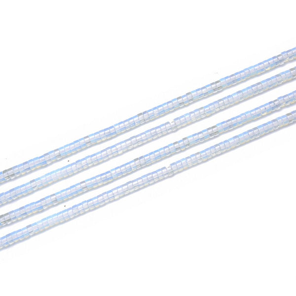 Lab Created White Opal Gemstone Heishi Tube Rondelle Beads, 4x2mm/Small, Hole ID 0.9mm, 14.5 Inch/1 Strand, GH-C33