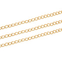 16.5 Feet Tarnish Resistant Oval Ring Curb Cable Chain Link, 24K Yellow Gold Plated, Long Lasting, Size Selections: 3.5x2.2mm, 4.2x2.6mm