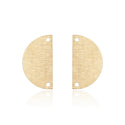 20pcs Brushed Raw Brass Half Round Semicircle Pendant Drop, 2-Hole Connectors, 21mm, Unplated/Uncoated, CF-A9