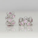 1pc Real 925 Sterling Silver Charm, Octocber Birthstone Spacer Bead, Cubic Zirconia CZ Pink Tourmaline Gemstone, Compatible with Pandora all Other Charm Bracelets, EC546