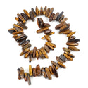 Natural Golden Yellow Tigers Eye Gemstone Stick Point Beads, Irregular, 7mm-23mm Long, Hole ID 1mm 1 Strand/15 Inch, GZ5-11
