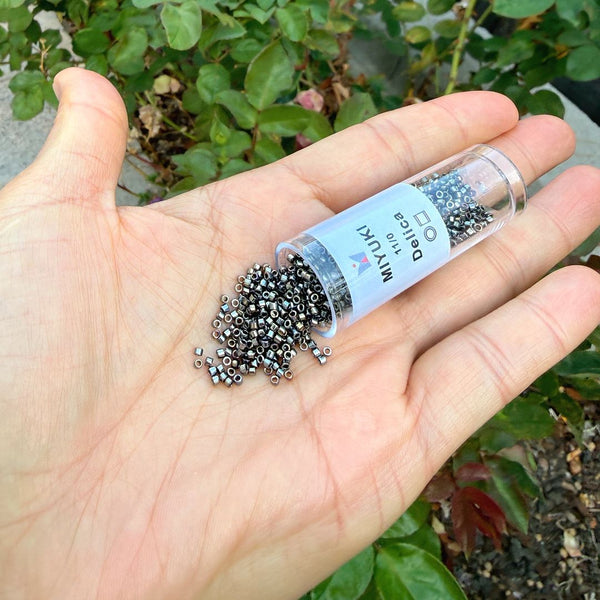7.5g Miyuki Delica 11/0 Seed Beads, Opaque Metallic Iris Steel DB26