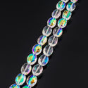 50pcs Creative Club Faceted Flat Oval Crystal Beads, Crystal AB, 16x12mm/Large, Hole ID 1.1mm, CCO-2