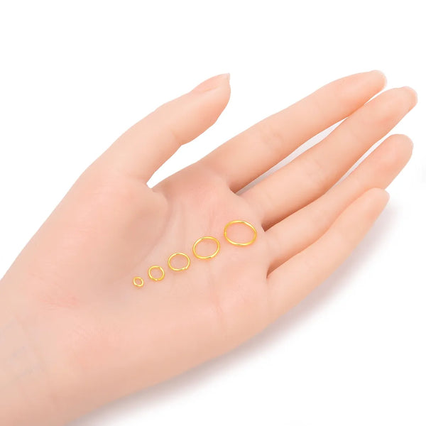 100pcs Open Jump Rings, O Rings, 18K Yellow Gold Plated Brass, 1mm/18 Gauge, Size Selections: 10mm/12mm