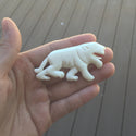 1pc Beautiful Lion King Buffalo Hand Carved White Buffalo Bone Drop Pendant, Symbol of Strength Prosperity Pendant, with Sterling Silver Bail, 2.6 Inch, BP-20
