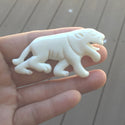 1pc Beautiful Lion King Buffalo Hand Carved White Buffalo Bone Drop Pendant, Symbol of Strength Prosperity Pendant, with Sterling Silver Bail, 2.6 Inch, BP-20