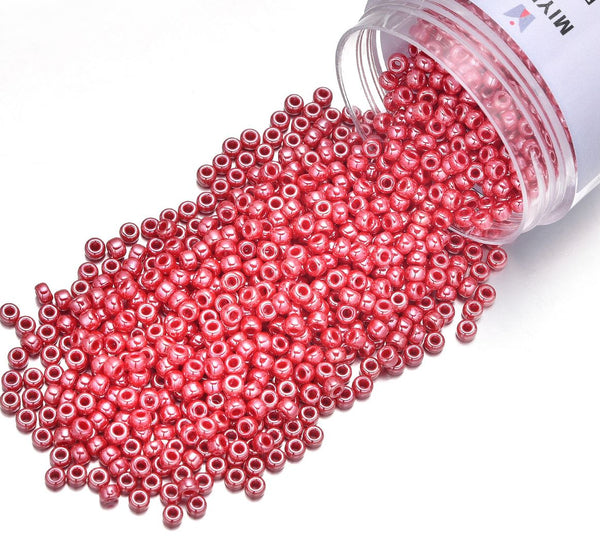 25g Miyuki Rocaille 8/0 Round Seed Beads Opaque Luster Cadillac Red RR-425