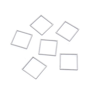 20pcs 304 Surgical Stainless Steel Square Hoop Link Findings –Geometric Open Back Bezel Connectors (12mm/16mm/20mm)