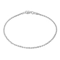 1pc 925 Sterling Silver 1.3mm Diamond Cut Braided Rope Chain Bracelet, Tarnish Resistant White Gold Plated, Length Selections: 7 inch/7.5 inch/8 inch