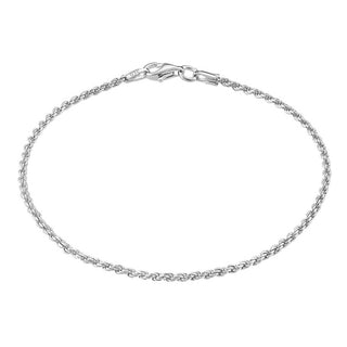 1pc 925 Sterling Silver 1.5mm Diamond Cut Braided Rope Chain Bracelet, Tarnish Resistant White Gold Plated, Length Selections: 7 inch/7.5 inch/8 inch