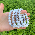 1 Strand Stretch Natural White Howlite Beaded Gemstone Bracelet, 10mm Bead, Length Selections: 7 inch/7.5 inch/8 inch/8.5 inch