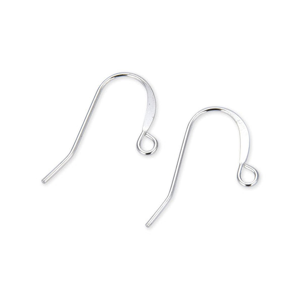 100pcs Strong Fish Earring Hooks, Sterling Silver Plated Brass, 0.8mm/20 Gauge, 25mm Long, CF244-1