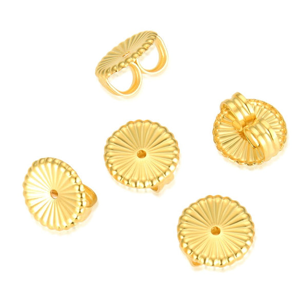 10pcs 925 Sterling Silver Large Push Butterfly Earring Backs, Real 18K Yellow Gold Plated, Earnut Replacement, 9mm, SS331-2