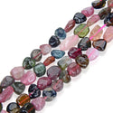 1 Strand Stretch Natural Multi-color Tourmaline Free Form Gemstone Bracelet, 7-10mm Beads, Length Selections: 7 inch/7.5 inch