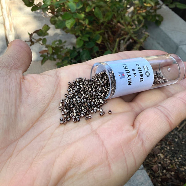 30g Miyuki Delica 11/0 Seed Beads, Opaque Metallic Dark Bronze DB22