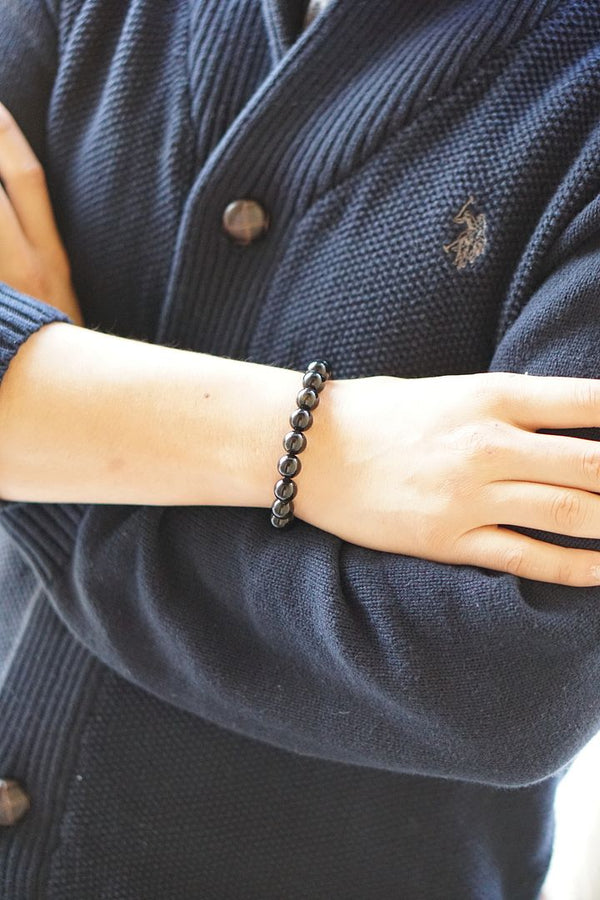 1 Strand Stretch Natural Gold Sheen Obsidian Beaded Gemstone Bracelet, 10mm Bead, Length Selections: 7 inch/7.5 inch/8 inch/8.5 inch