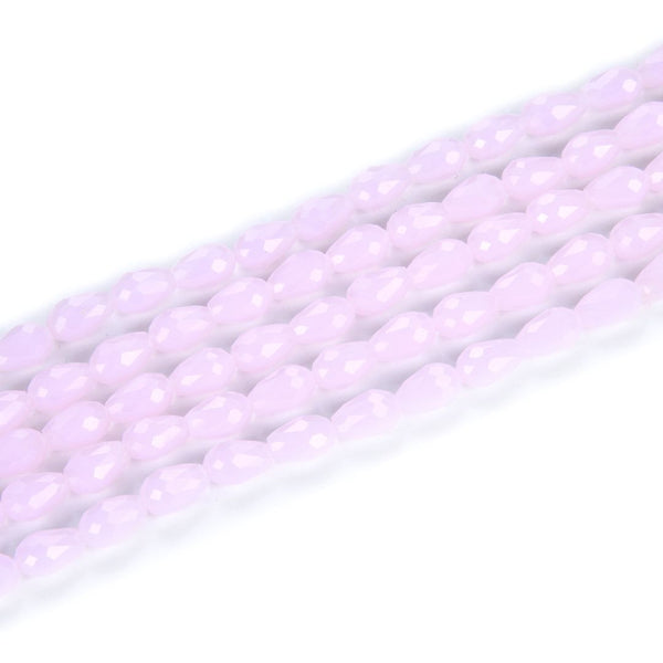 120pcs Creative Club Faceted Teardrop Crystal Glass Beads, Center Drilled, Pink Rose Opal, 12x8mm, Hole ID 1mm, CCT-1230