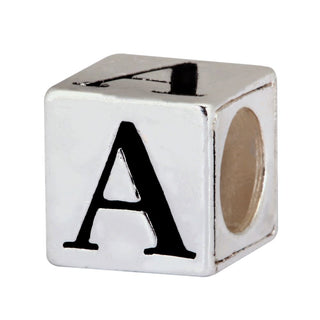 Solid Sterling Silver Alphabet Letter A Name Initial Bead, Compatible with Pandora all Other...