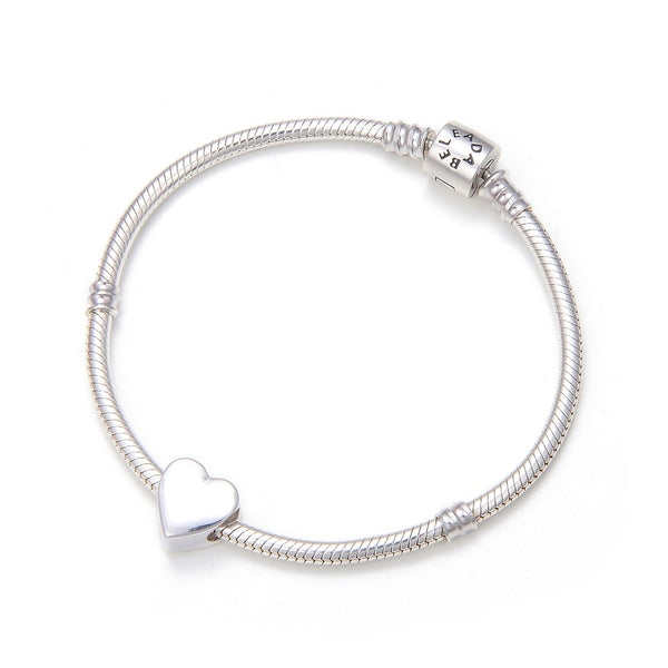 1pc Real 925 Sterling Silver Love Heart Bead Charm, Compatible with Pandora All Other Charm Bracelet, EC4-B1