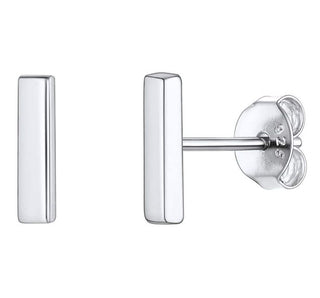 1 Pair Solid 925 Sterling Silver Stud Earrings, Bar Ear Studs, Small Tiny, SSE101-1