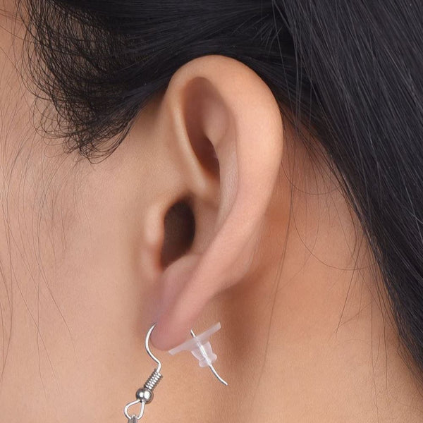 100pcs Clear Plastic Pad Earring Backs, Earnut Replacement, No Metal, 10mm, CF231