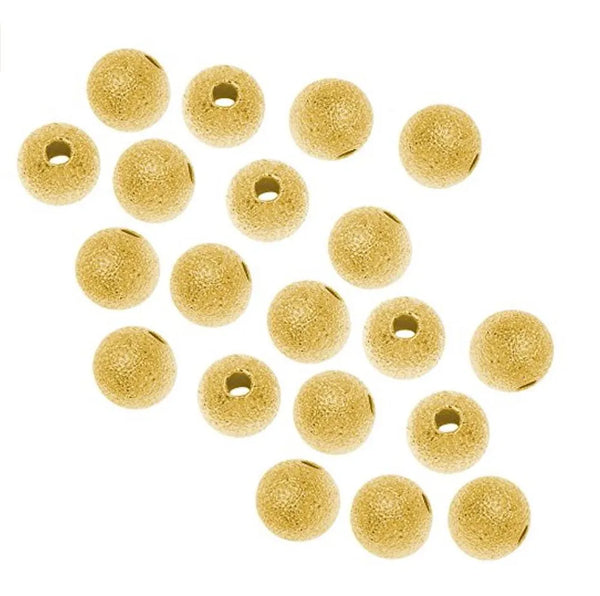 500pcs Sparkle Small Tiny Stardust Round Beads, 18K Yellow Gold Plated Brass, Size Selections: 3mm/4mm