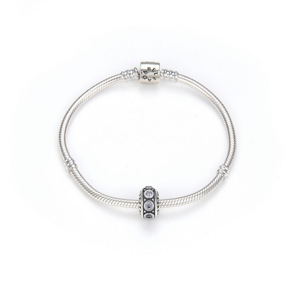 1pc 925 Sterling Silver June Birthstone Bead Charm, Light Purple Alexandrite Cubic Zirconia CZ, 11x6.8mm, Hole ID 4.5mm, EC1-A6