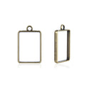 20pcs Open Back Rectangle Bezel Blanks, Pendant Base, Large Resin Mold, Tarnish Resistant Antique Bronze, 33x 20mm, CF287-9