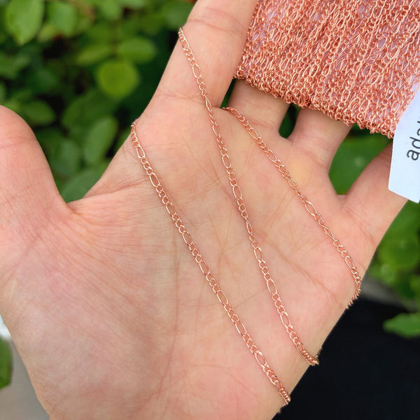 33 Feet Diamond Cut Figaro Copper Chain Link, Bright Coppery, 4.6x2mm, CW10-C1