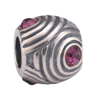 Sterling Silver February Birthstone Bead Charm Amethyst Cubic Zirconia CZ