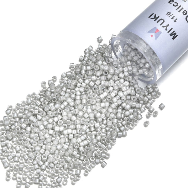 7.5g Miyuki Delica 11/0 Seed Beads, Moonstone lined Crystal Clear DB2391