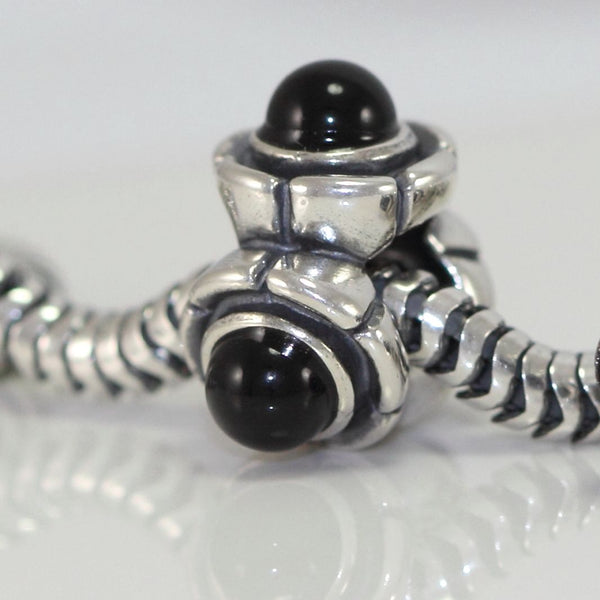 1pc Solid 925 Sterling Silver 3 Crown Bead Charm, Compatible with Pandora All Other Charm Bracelet, EC182