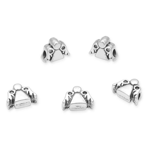 20pcs Winged Angel Large Hole Beads, Hole ID 4.5mm, Antique Silver, Zinc Alloy Metal, MEC-D3
