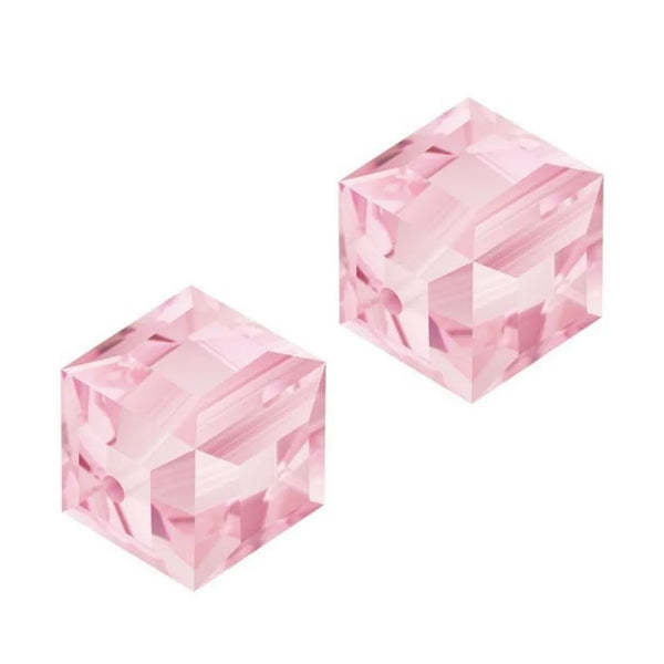 24pcs Adabele Austrian Faceted Cube Crystal Beads #5601, Rosaline Pink, Size Selections: 4mm/6mm/8mm