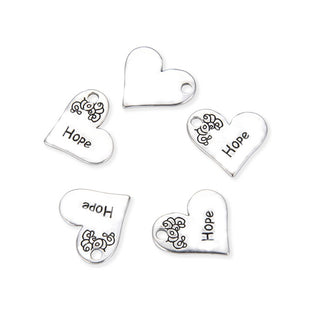 20pcs Heart of Hope Heart Charms, 19.2mm One Sided Heart Drop Pendants, Antique Silver, MC-D18