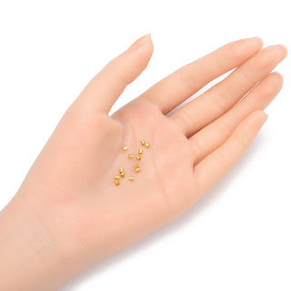 50pcs 925 Sterling Silver Crimp Tubes, Real 18K Yellow Gold Plated, Size Selections: 1.6mm/2mm/3mm