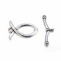 Adabele 20 Sets Fish Shape Toggle Clasp, T-Bar Jewelry Closure, 23mm (0.9 Inch), Antique Silver, MC-AF1