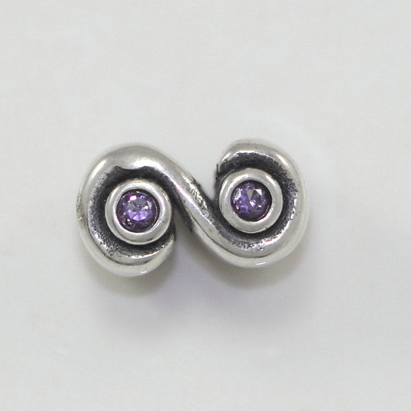 1pc Real 925 Sterling Silver Charm, February Birthstone Bead, Cubic Zirconia CZ Purple Amethyst Gemstone, Compatible with Pandora all Other Charm Bracelets, EC410