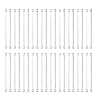 100pcs 2-Hole Bar Link, Sterling Silver Plated Brass, Hole ID 1.2mm, Length Selection: 10mm/15mm/20mm/25mm/30mm
