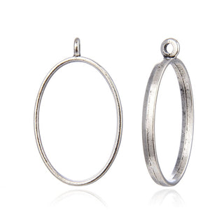 20pcs Open Back Oval Bezel Blanks, Pendant Base, Large Resin Mold, Antique Silver, 39x23mm, CF286-3
