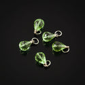 5pcs August Birthstone Charm Drops, 10mm Peridot Green Austrian Teardrop Crystal Beads, Sterling Silver Plated Open Jump Rings, BR6-8