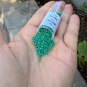 7.5g Miyuki Delica 11/0 Seed Beads, Translucent Matte Rainbow Green DB858