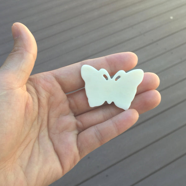 1pc Beautiful Butterfly Transformation Hand Carved White Buffalo Bone Drop Pendant, Symbol of Strength Prosperity Pendant, with Sterling Silver Bail, 1.78 Inch, BP-22