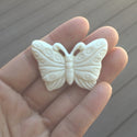 1pc Beautiful Butterfly Transformation Hand Carved White Buffalo Bone Drop Pendant, Symbol of Strength Prosperity Pendant, with Sterling Silver Bail, 1.78 Inch, BP-22