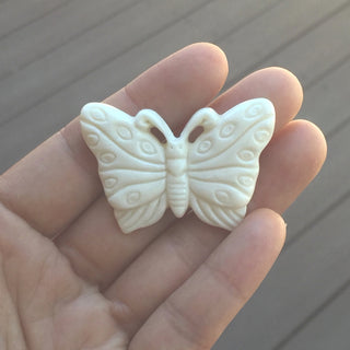 1pc Beautiful Butterfly Transformation Hand Carved White Buffalo Bone Drop Pendant, Symbol of Strength Prosperity Pendant, with Sterling Silver Bail, 1.78 Inch, BP-22