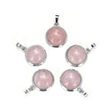 2pcs Natural Pink Rose Quartz Round Gemstone Pendant Drops, 20mm, G2P-K3